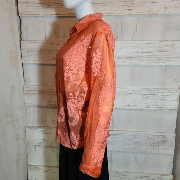 Womens see-through shirt orange xl @9 - Picture 4 of 7